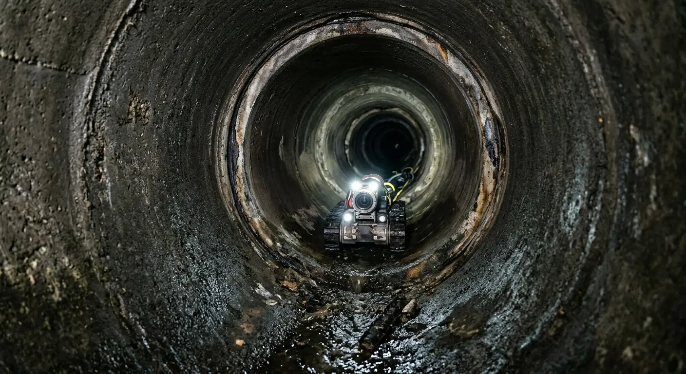 Robotic sewer camera inspecting pipe interior for Sewer Line Repair in South Laurel